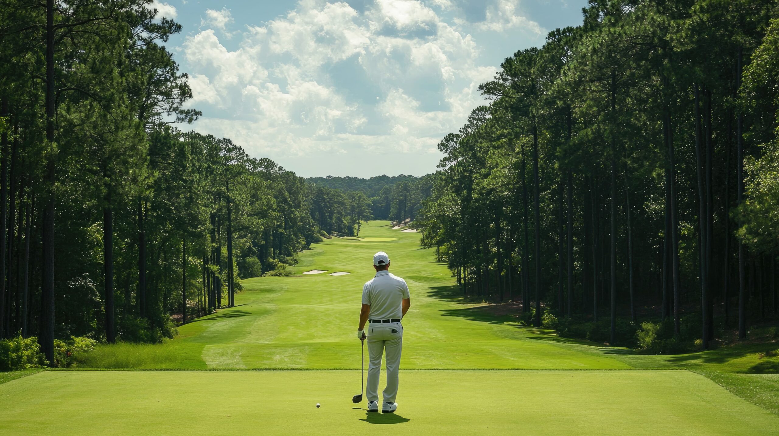 man standing in golf course