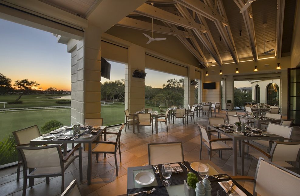 John's Island Club Interior Architeture patio at sunset